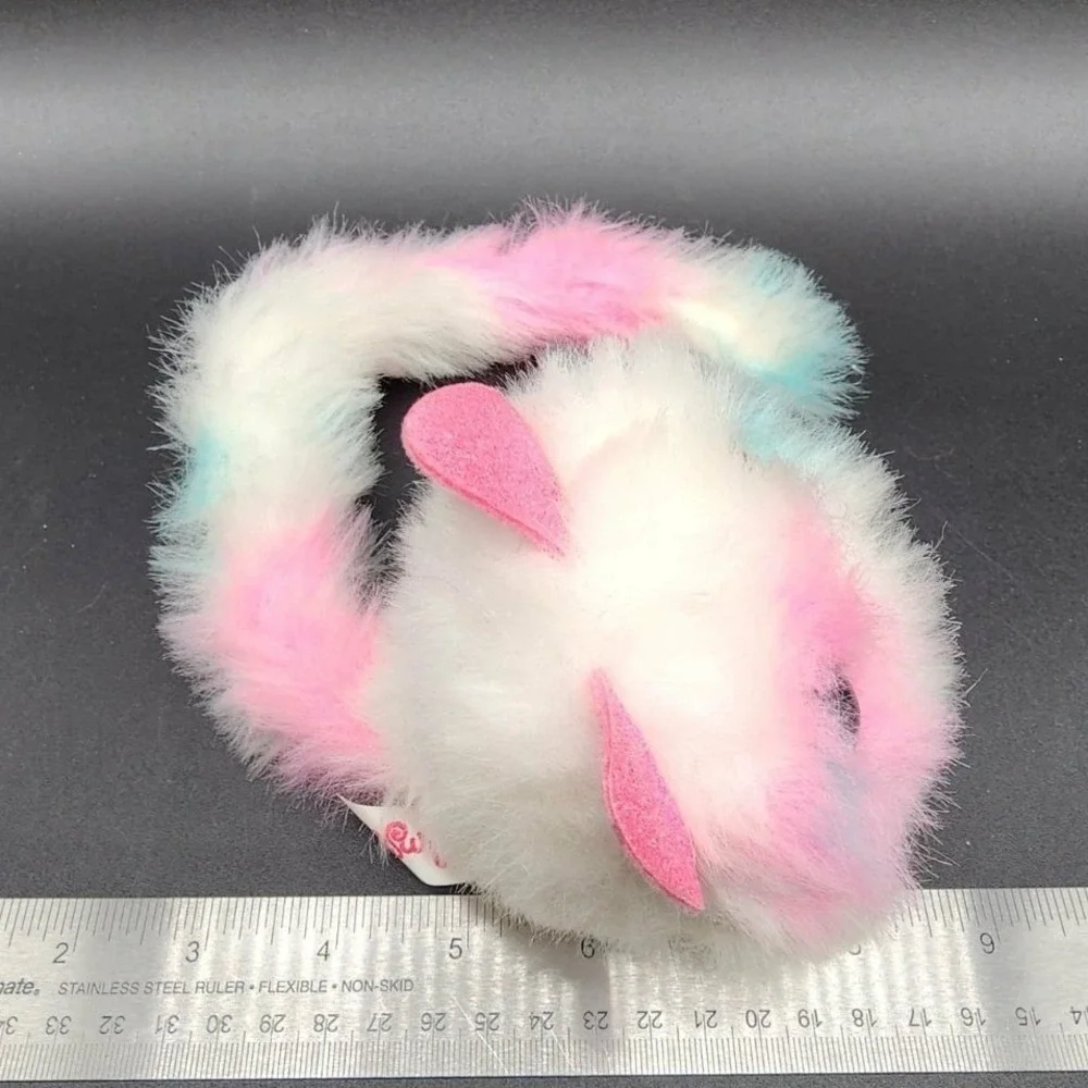 Pomsies Pink White Teal Blossom Cat Plush Interactive Toy Wrap Tail Pastelcore‎